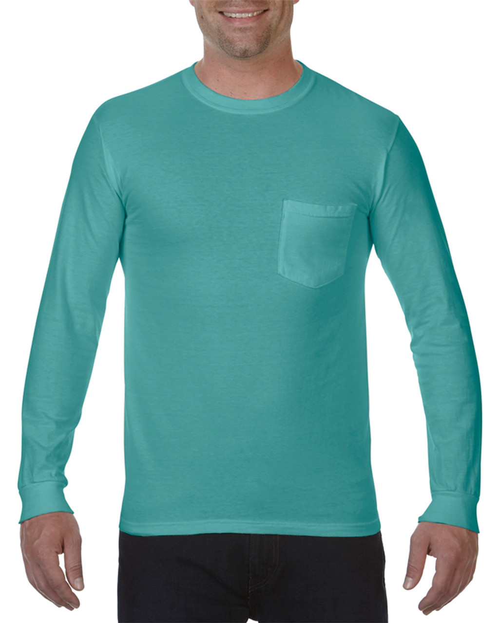 Adult Garment Dyed Long Sleeve T-Shirts W/ Pocket