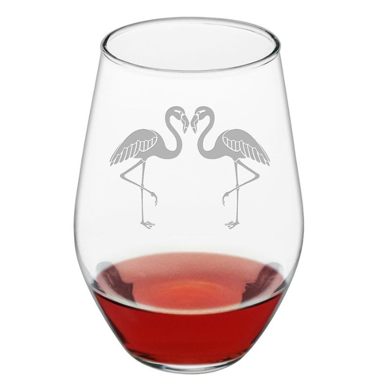 Shop Flamingo Stemless Wine Glass - Set of 4 For Your Coastal Home