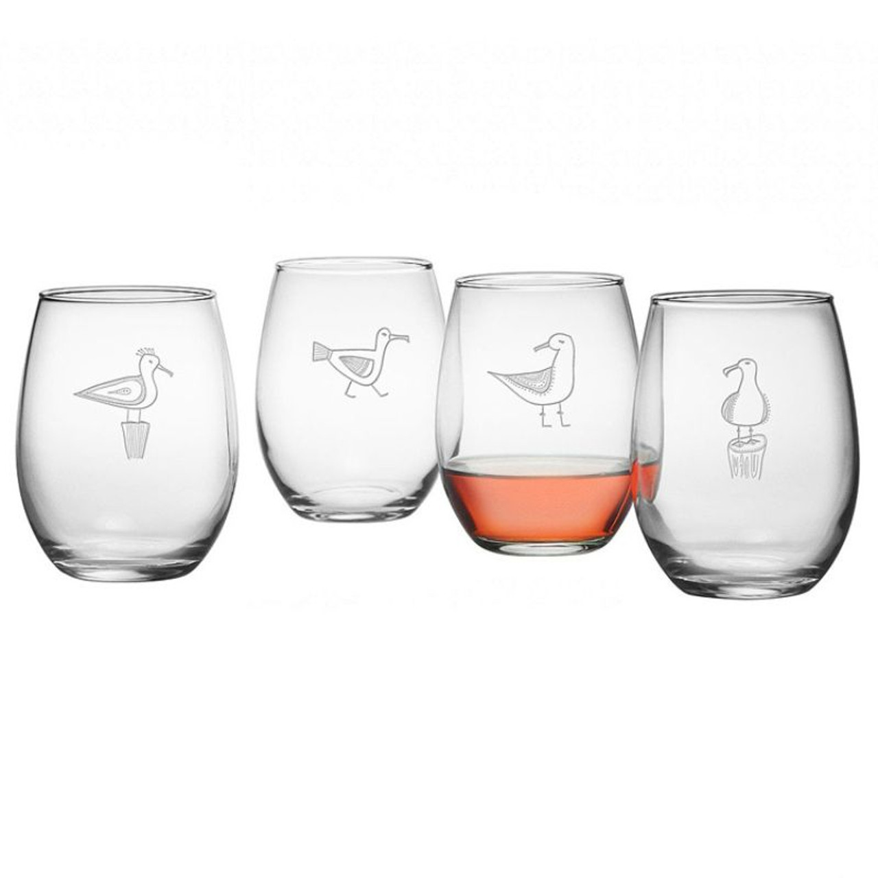 Seashore - Multi-Color - Stemless Wine Glasses - Set of Four