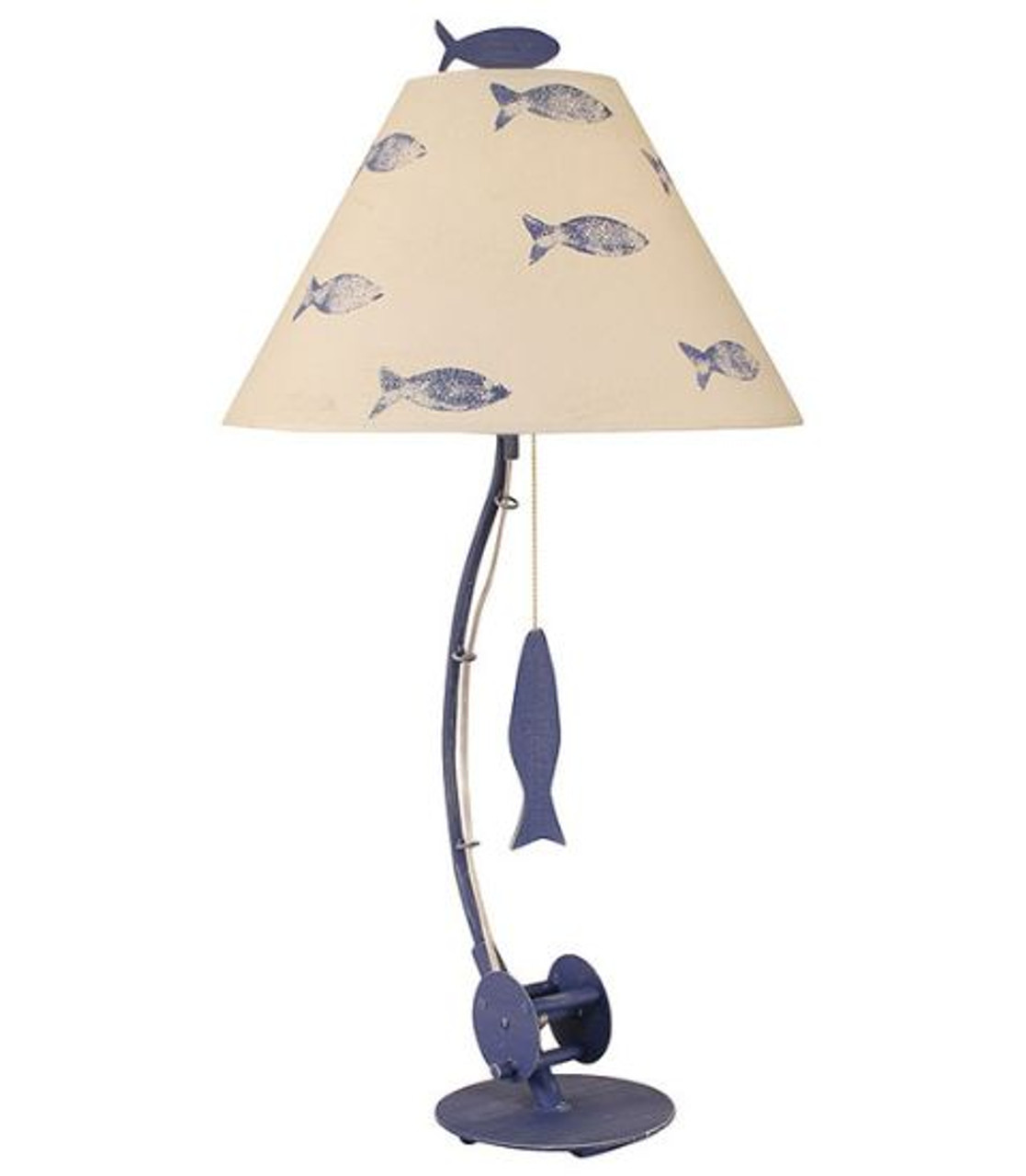 Morning Jewel Sea Fishing Pole Table Lamp with Fish Shade