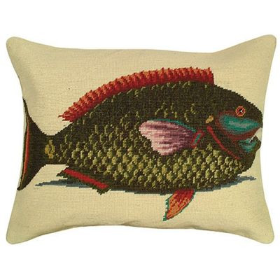 Shop Two Fish Needlepoint Pillow For Your Coastal Home Nautical