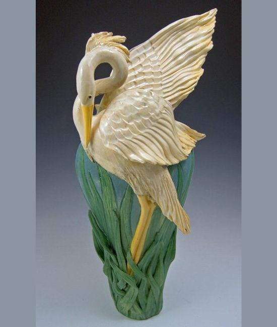 Buy Ceramic Limited Edition Two Flying Herons Vase For Your Coastal
