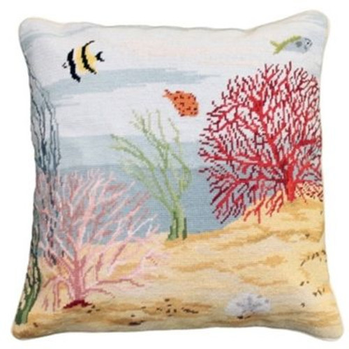 Coral Reef Needlepoint Left Pillow