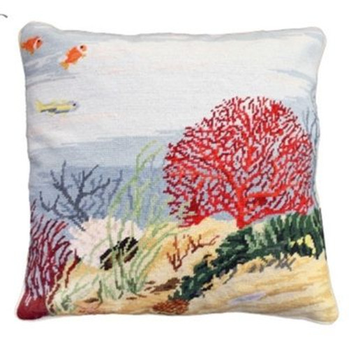 Coral Reef Needlepoint Pillow