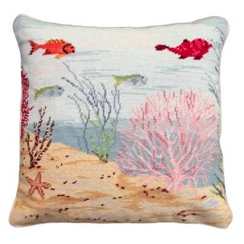 Coral Reef Needlepoint Right Pillow