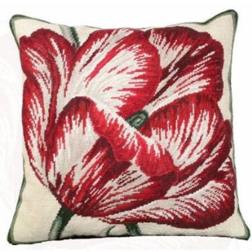 Large Tulip Needlepoint Pillow