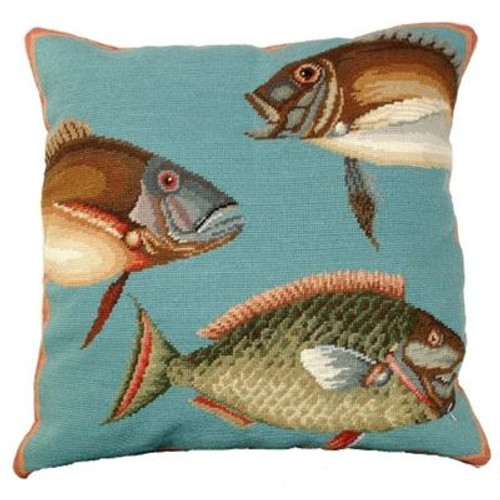 Saltwater Fish Needlepoint II Pillow