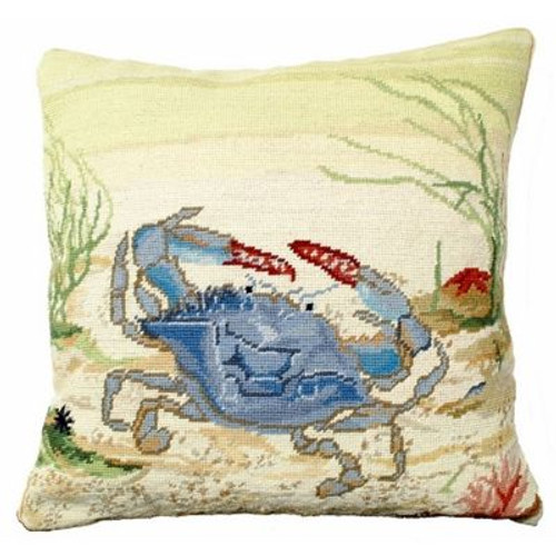 Blue Crab Needlepoint Pillow Blue Crab Needlepoint Pillow