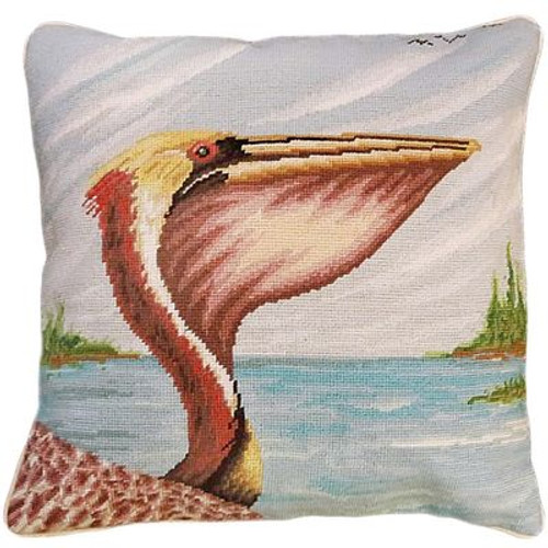 Pelican Profile Needlepoint Pillow