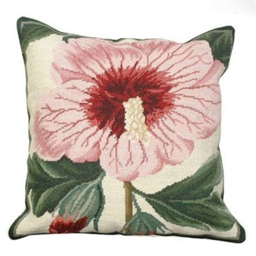 Syrian Hibiscus Needlepoint Pillow