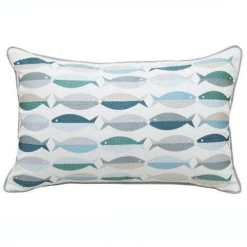Sea Glass Fish Pattern Indoor/Outdoor Pillow