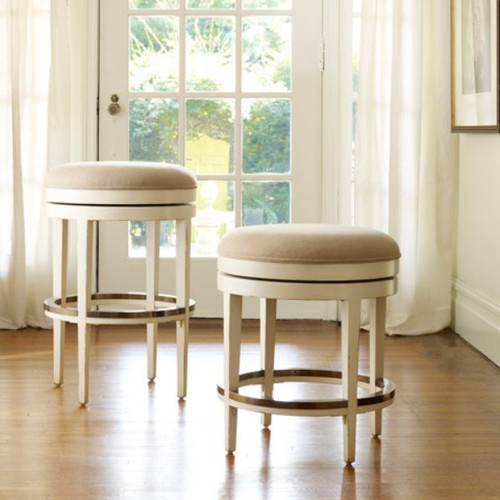 Carmel Bar Stool-Swivel-Backless-W/ Brass Protectors