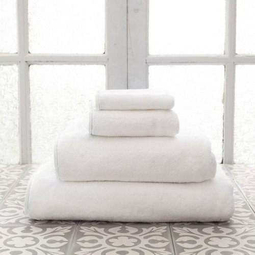 Banded White/White Bath Towels