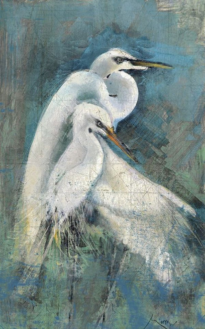 Egret Pair Beach Wall Art