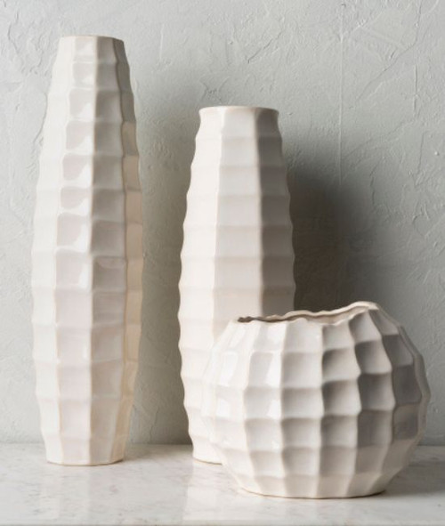 Cirio White Ceramic Vase Set of 3