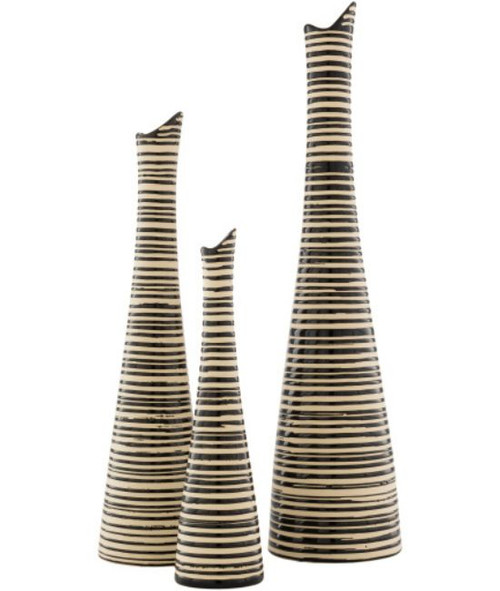 Emily Ceramic Vase in Brown Set of 3