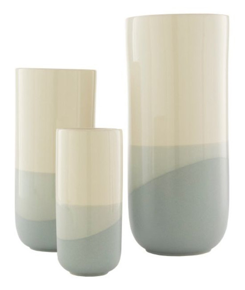 Geo Ceramic Vase Set of 3 in Beige