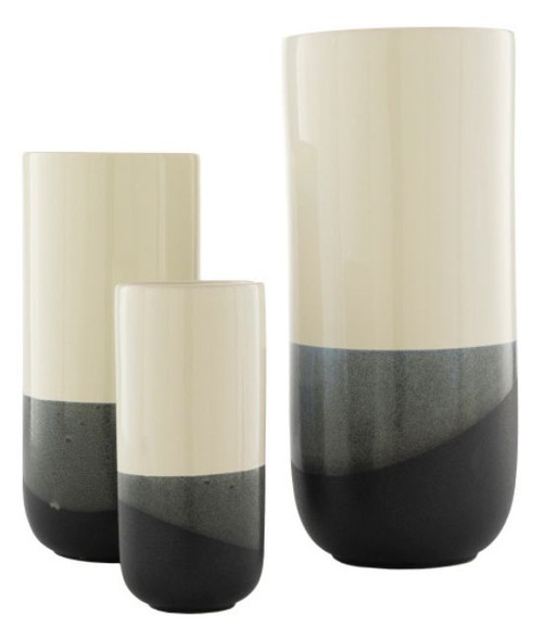 Geo Ceramic Vase Set of 3 in Black