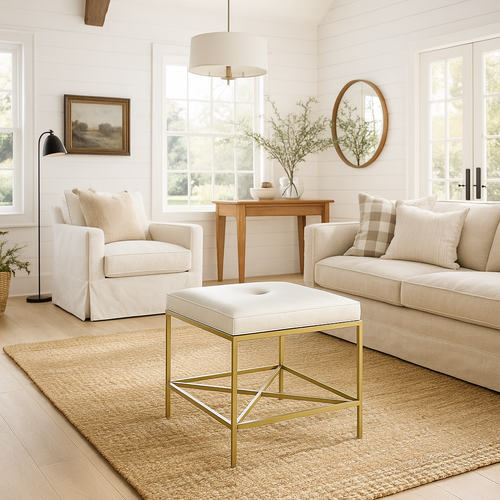 Leather & Brass Stool Leather & Brass Stool
