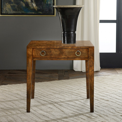 Mid Century End Table-Burl Mid Century End Table-Burl