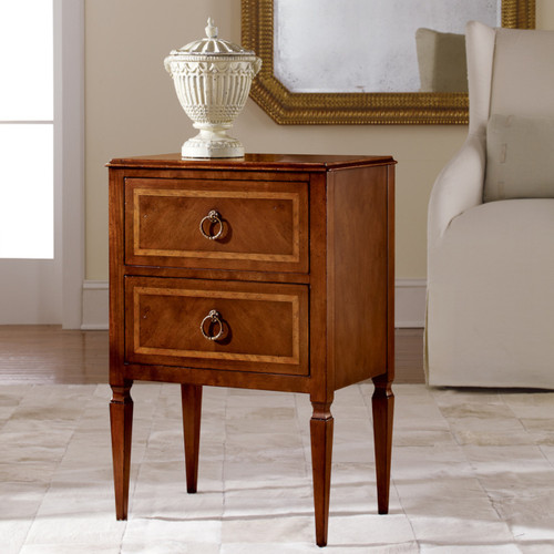 Small Two Drawer Commode-Walnut W/Inlay Small Two Drawer Commode-Walnut W/Inlay