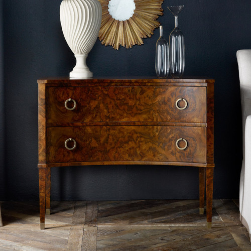 Two Drawer Concave Burl Commode Two Drawer Concave Burl Commode