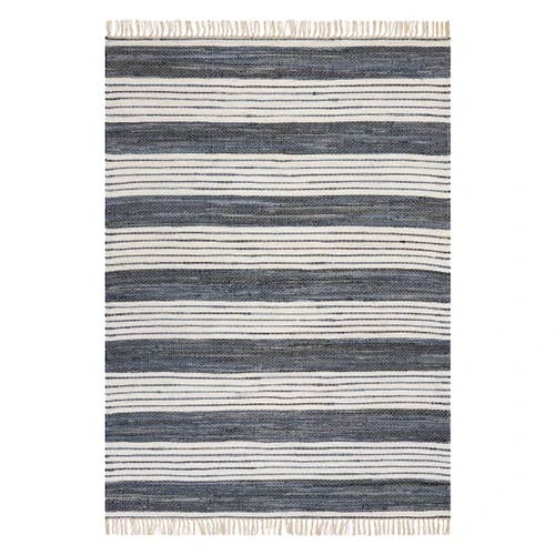 Diora Denim Bohemian Striped Rug - White