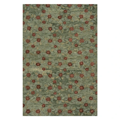 Genevive Modern Floral Wool Rug - Green