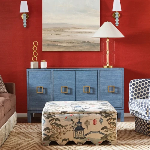 Effie Blue Grasscloth Buffet