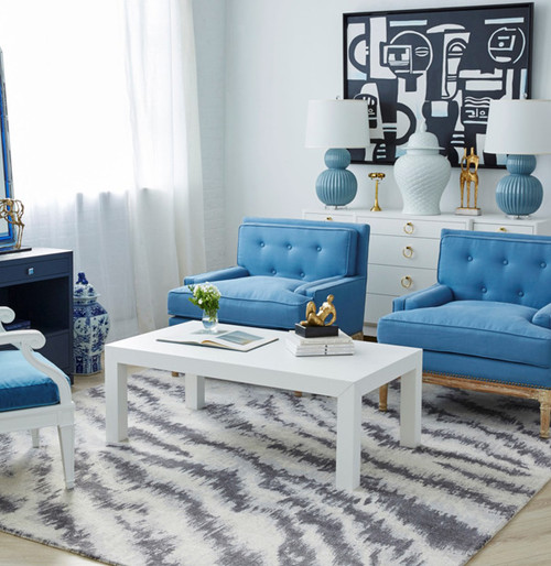 Parsons Grasscloth Coffee Table in White