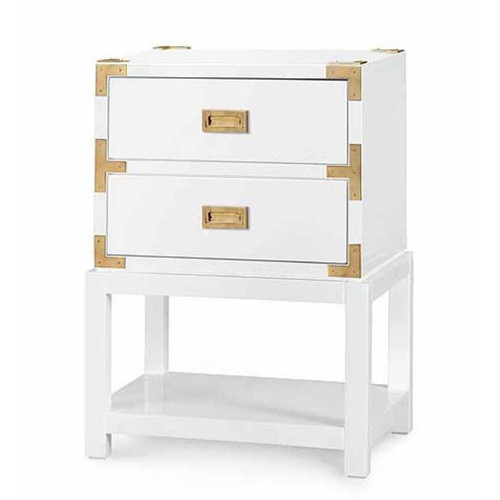 Tansu Two-Drawer Side Table in White