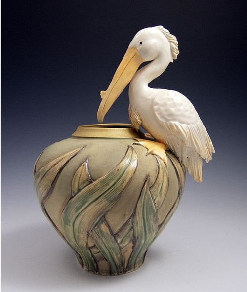 Ceramic White Pelican Vase - Limited Edition