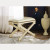 Continental Stool-Painted W/Ivory Leather & Nail Heads