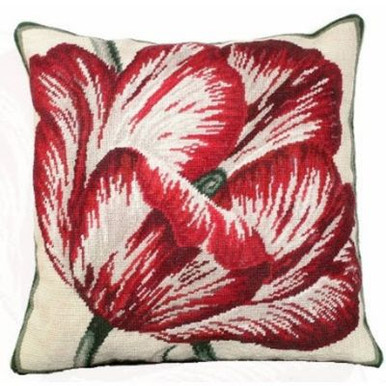 Large Tulip Needlepoint Pillow