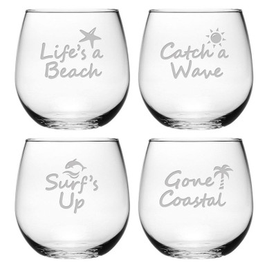 Shop Flamingo Stemless Wine Glass - Set of 4 For Your Coastal Home