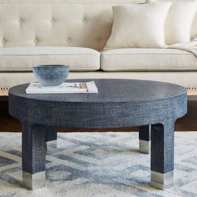 navy round side table