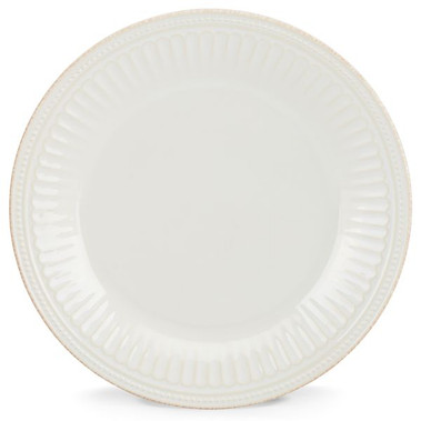 French Perle Groove White Dinner Plate