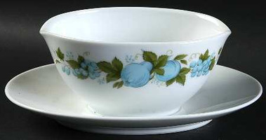Blue Orchard Gravy Boat and Stand