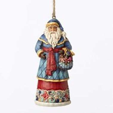 Santa With Basket Hanging Ornament Jim Shore Collectible