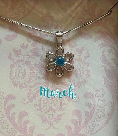 Daisy March 14 Birthstone Necklace Sterling Silv
