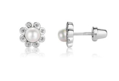 EARRINGS PEARL WHITE KEEPSAKE - EARRINGS PEARL WHITE KEEPSAKE EARRINGS FOR CHILDREN STERLING  CHERISHED MOMENTS