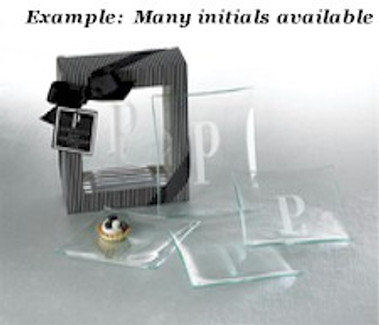 Glass Tid Bit Set Of 4  Initial N