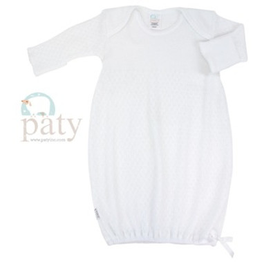 Long Sleeve Lap Shoulder Day Gown White 3 Months Paty Inc