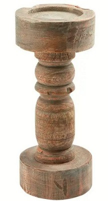 Mud Pie Gifts - Small Chunky Wood Candlesticks