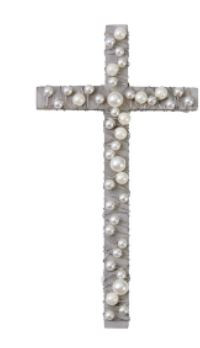 Mud Pie Gifts - Gray Wood Cross With Pearls