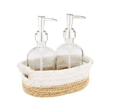 Mud Pie Two Tone Basket Soap Pump Set