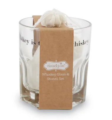 Whiskey Glass And Stone Set Mud Pie Home Decor