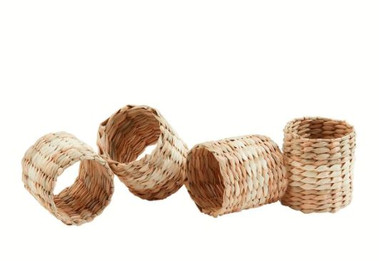 Mud Pie Gifts - White Seagrass  Napkin Rings Set Of 4