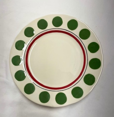 Simply Christmas Green Polka Dot Salad Plate Mandy Bagwell