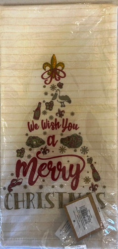 Cajun Christmas Pinstripe Hand Towel